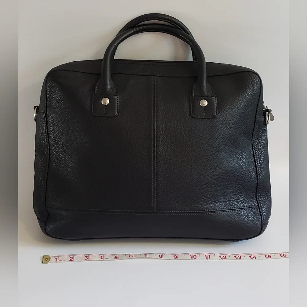 Bosca Black Pebbled Leather Briefcase Laptop Bag